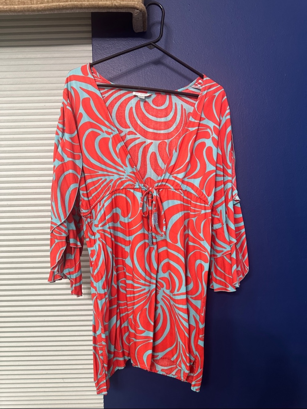 escapada Red & Aqua Swirl Beach Tunic